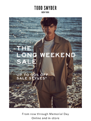 Todd Snyder - Up To 30% Off Sale Ends Tomorrow
