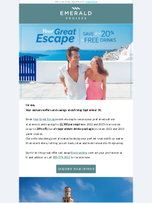 Emerald Waterways - teresa, Last chance to book Your Great Escape