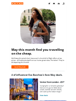 KAYAK (United Kingdom) - Last-minute flight deals for May.