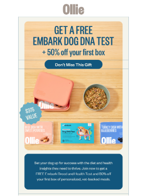 Ollie - Get a FREE Embark Dog DNA Test + 50% off
