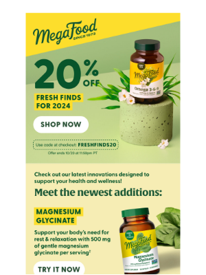 MegaFood - Unlock 20% off new products from MegaFood