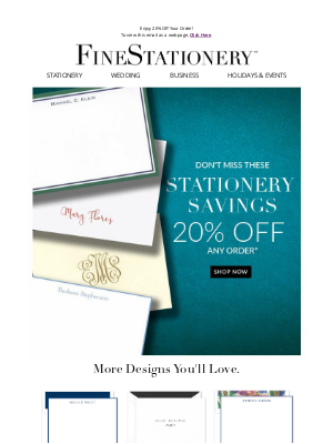 FineStationery.com - Don't miss our 20% off stationery savings