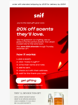 Snif - 20% off personalized presents. 🎁