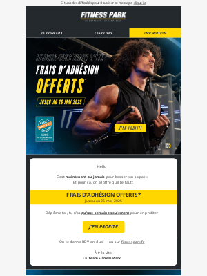 Fitness Park (Canada) - Une offre s'est glissée dans cet email 🚀