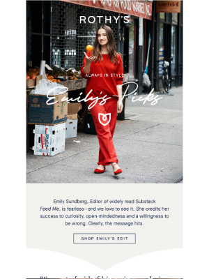 Rothy's - Ladies & gents, it’s Emily Sundberg!