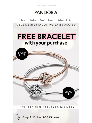 Pandora Jewelry (UK) - VIP early access: FREE bracelet