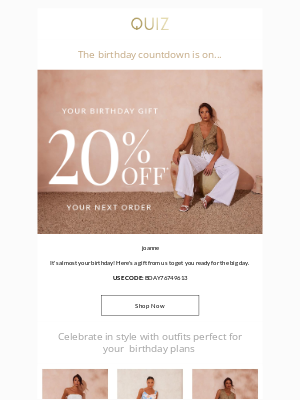 Your early birthday gift... 20% off! 🙌