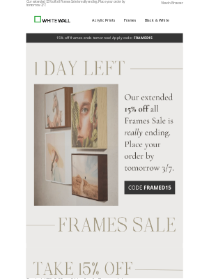 WhiteWall - Final Call: Our Extended Frames Sale is Ending