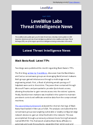 Cyber Security - News from LevelBlue Labs - April 2025
