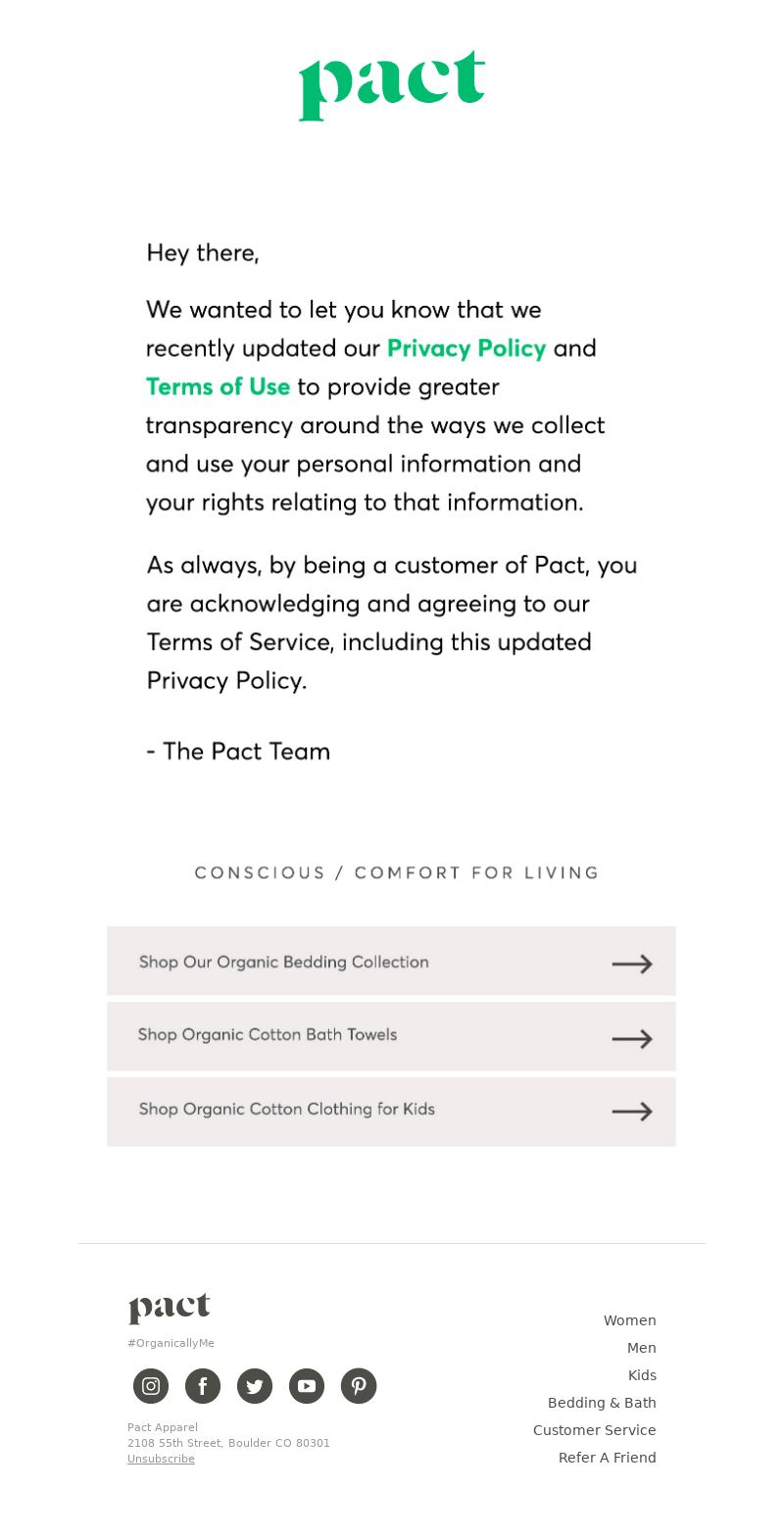 PACT Apparel - We've updated our privacy policy + terms and conditions.