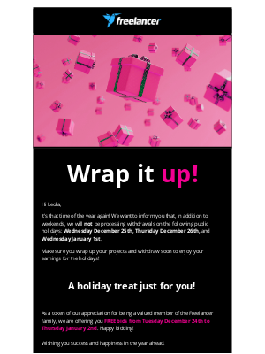 Freelancer - Year-End Withdrawal Details & Holiday Gift Inside 🎁