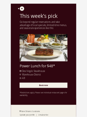 Desi Vega's Steakhouse: Power Lunch for $48