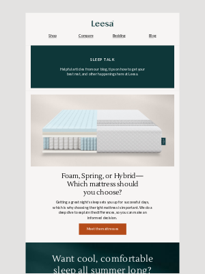 Leesa - Sleep talk: Which mattress type is best for you?