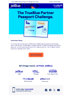 JetBlue Airways - There's still time to land up to 7,500 bonus points.
