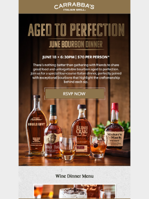 Carrabba's Italian Grill - Don't miss our June Bourbon Dinner