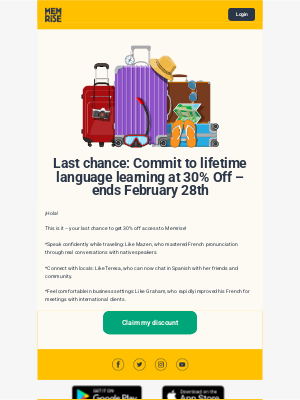 Memrise - Commit to language learning at 30% Off – ends February 28th