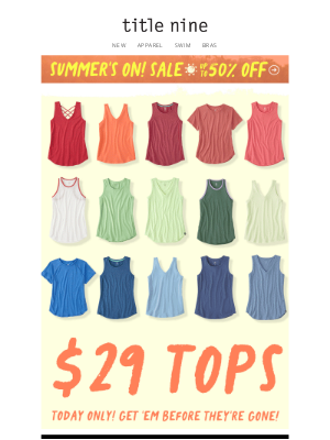 Title Nine - TODAY ONLY! $29 Tops + Up to 50% off