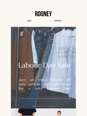 Rooney Shop - LIMITED TIME LABOUR DAY SALE 15% OFF: DON'T MISS OUT
