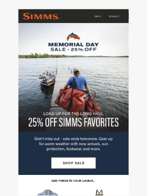 Simms Fishing Products - Final hours: 25% off Memorial Day Sale