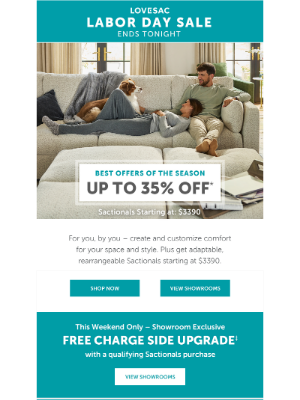 Lovesac - Labor Day Savings END TONIGHT.