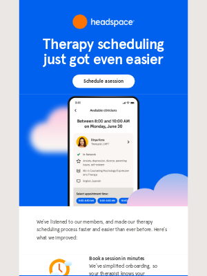 Headspace - Therapy scheduling made easier