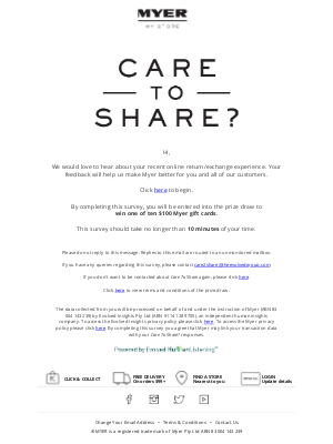 MYER (Australia) - Tell us about your recent experience with Myer