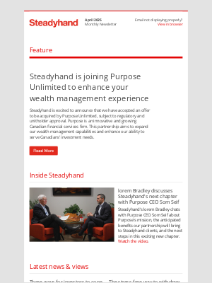 Steadyhand (Canada) - Steadyhand Monthly Newsletter — April 2025