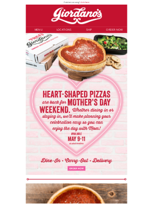 Giordano's Pizza - Heart Shaped Pizzas Return 💗