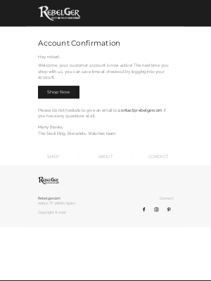 Rebelger - Customer account confirmation