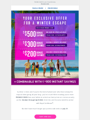 Royal Caribbean Cruises - SO MANY PROMO CODES: This winter, cruise where it’s sunny and warm