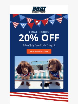 Boat Outfitters - Clock’s Ticking: 20% Off Ends Tonight