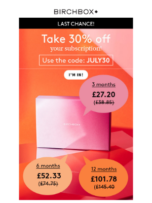 Birchbox UK - Final hours: Save 30% 🎉🎉