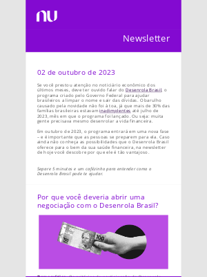Nubank (Brazil) - 4 motivos para negociar sua dívida no Desenrola Brasil
