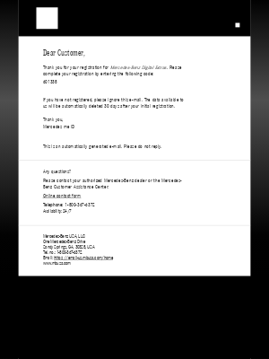 Mercedes-Benz Financial Services (United Kingdom) - 601338 is your Mercedes-Benz Digital Extras registration code