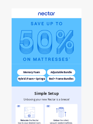 Nectar Sleep - Up to 50% saved on A+ sleep 🍎✏️💤