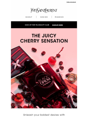 Yves Saint Laurent Beauty - Dream In Cherry With Black Opium Eau de Parfum Over Red