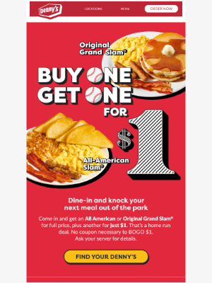 Denny's - Catch a $1 Slam today!