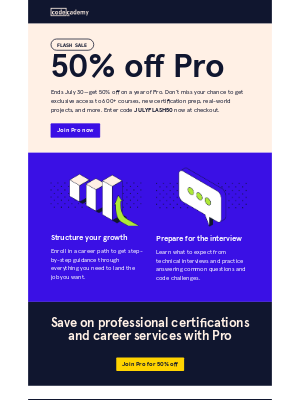 Codecademy - 50% off through July 30 📆