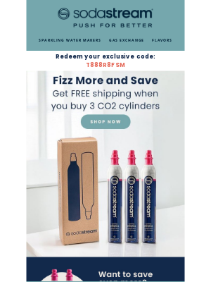 SodaStream - Buy 3 CO2 Cylinders and get FREE Shipping