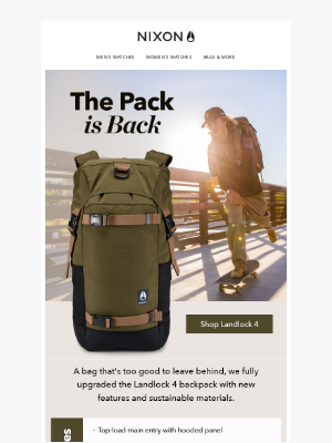 Nixon - The revitalized Landlock backpack: it's all upgrades.