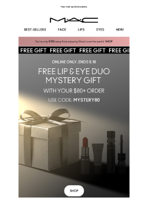 MAC Cosmetics - Get a FREE mystery lip and eye duo with $80+ 🔮