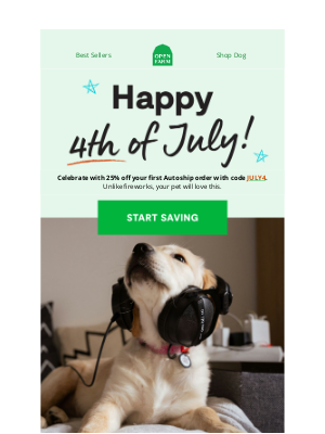 Open Farm - This 4th of July treat won’t scare your pup 🎆
