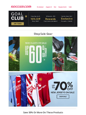 SOCCER - [50% OFF]  or more on select sale gear ⚽