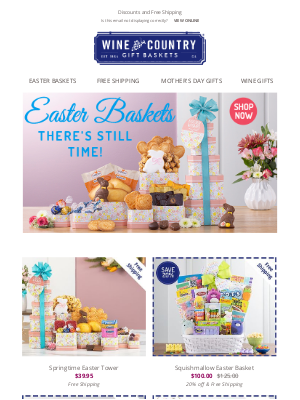 WineCountryGiftBaskets - Save up to 40% on Easter baskets - last chance