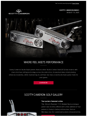 Scotty Cameron - New Tour Putters in the Gallery Online Store