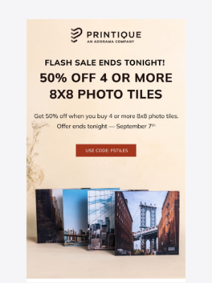 Printique - Final Day — 50% Off 4 or More 8x8 Photo Tiles