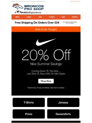 Final Day To Save 20% On Nike + Free Shipping!