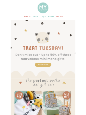 It's Treat Tuesday, Doris 🐼 Up to 50% off our Mini Mono range