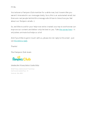Pampers - Hi Ida, can we pick your brain?