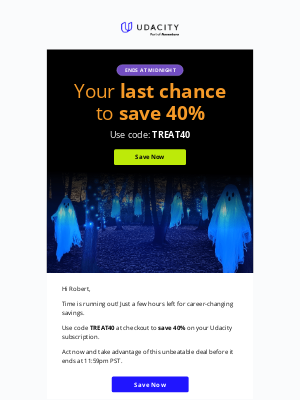 Udacity - 40% off ends at Midnight 👻